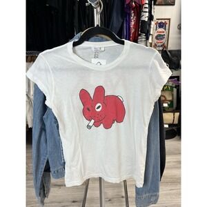 Vintage 2000's Frank Zozik x Kidrobot Women's Double Sided White T-Shirt Size S